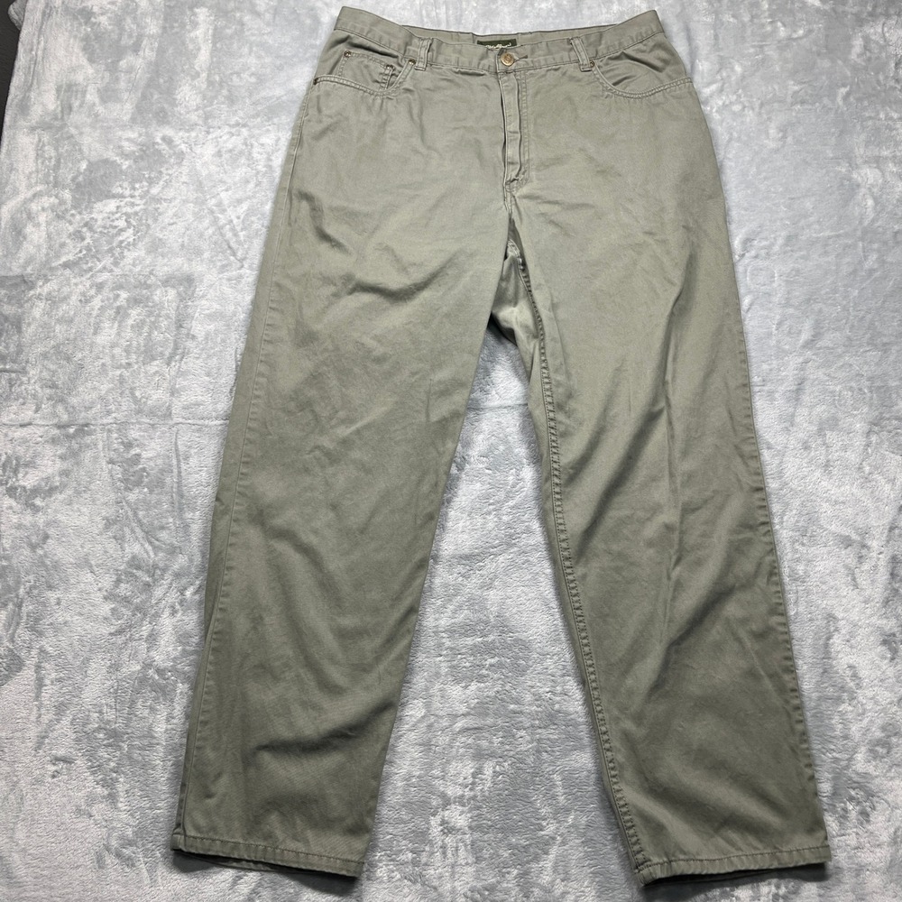 Eddie Bauer Chino Pants Women Olive Green Cotton Straight Leg Size‎ 16